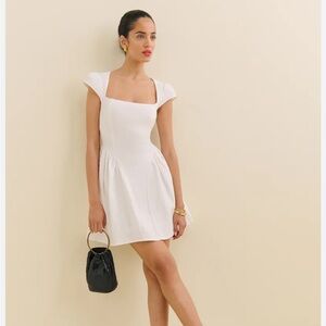 Reformation White Cap Sleeve Mini Dress